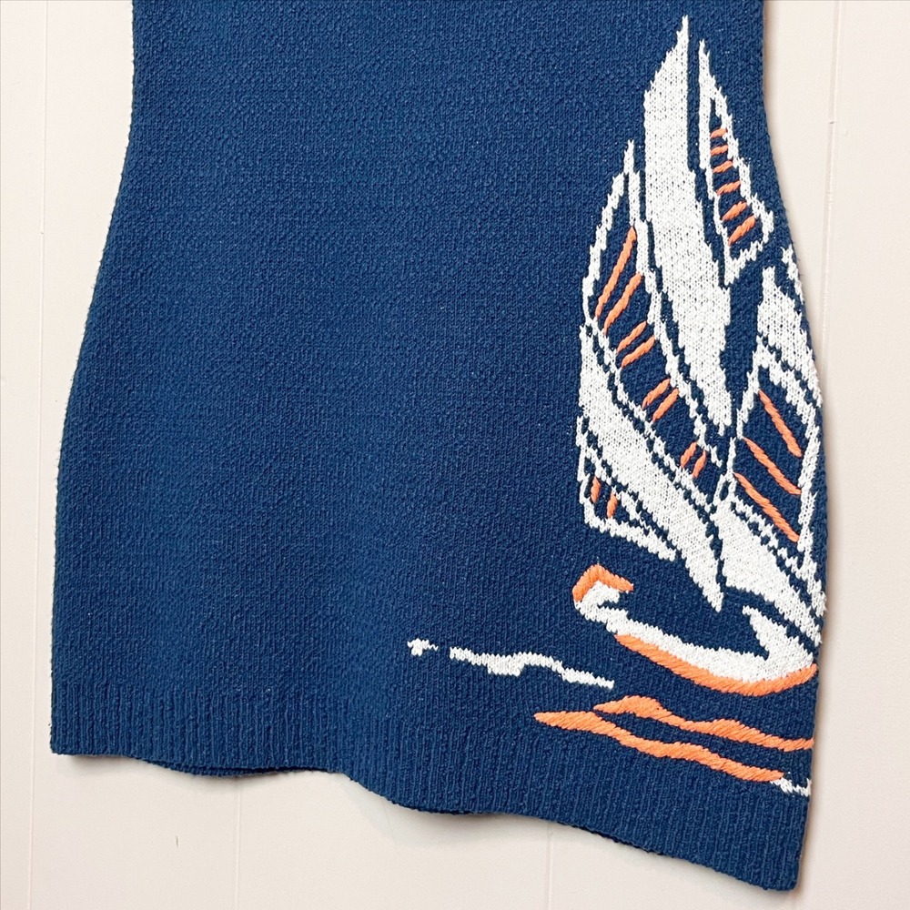 Anthropologie Sleeveless Scoop Neck Icon Mini Sweater Dress XL Knit Sailboat - Picture 6 of 13